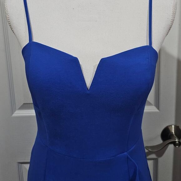 Laundry by Shelli Segal Blue Midi Dress Ruffle Hem Sheath Size 4 - Picture 10 of 10